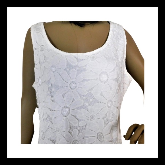 - NWT Tiana B XXL Floral Design White Dress - Picture 1 of 9